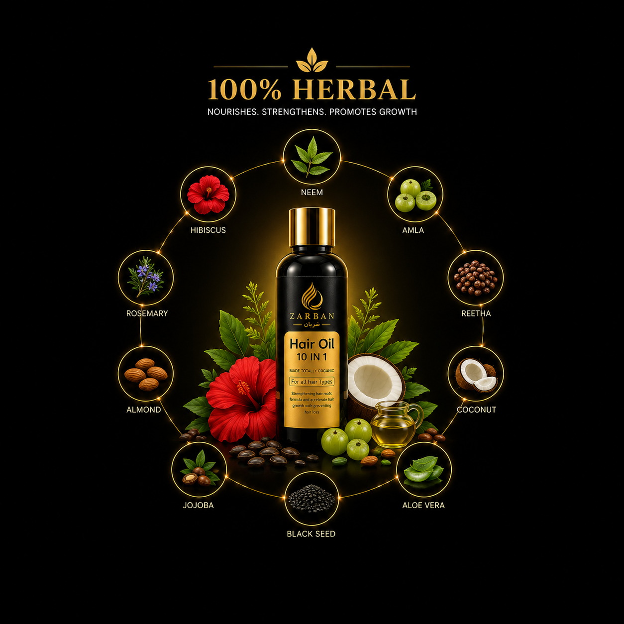 Zarban Hair Oil — Stop Hair Fall & Strengthen Roots Naturally (100% Herbal Formula)