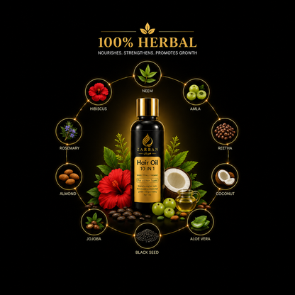 Zarban Hair Oil — Stop Hair Fall & Strengthen Roots Naturally (100% Herbal Formula)