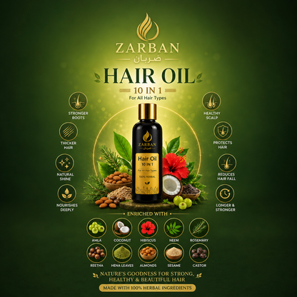 Zarban Hair Oil — Stop Hair Fall & Strengthen Roots Naturally (100% Herbal Formula)