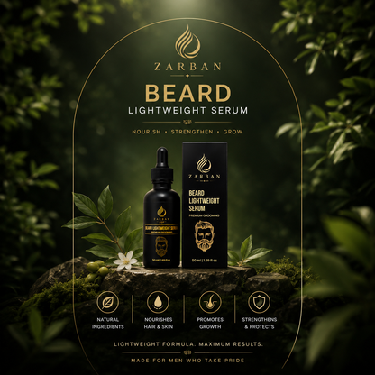 Zarban Beard Lightweight Serum — Softens, Strengthens & Promotes Healthy Growth (100% Herbal Formula)