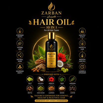 Zarban Hair Oil — Stop Hair Fall & Strengthen Roots Naturally (100% Herbal Formula)