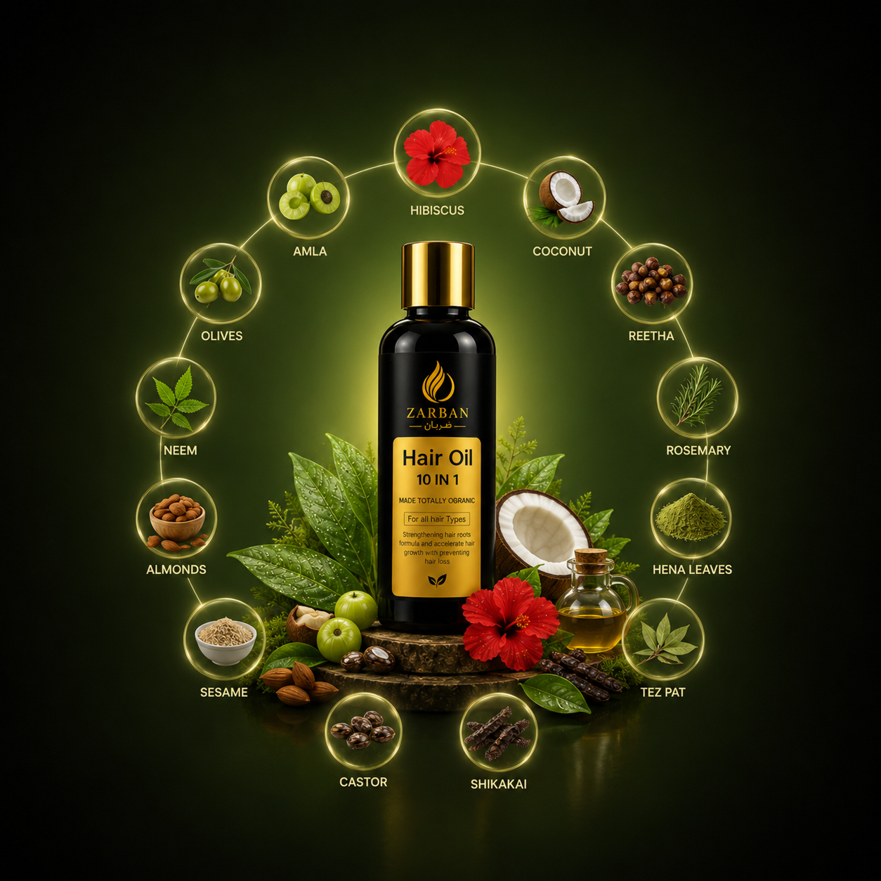 Zarban Hair Oil — Stop Hair Fall & Strengthen Roots Naturally (100% Herbal Formula)