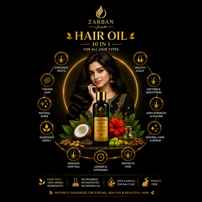 Zarban Hair Oil — Stop Hair Fall & Strengthen Roots Naturally (100% Herbal Formula)